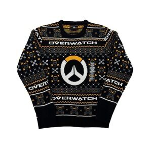 NWOT Overwatch Sweater Mens Large Black Gold New Holiday Gaming Pullover